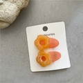 Set de dos horquillas de flores naranjas con textura de gelatina en tarjeta blanca - Estilo Flor Naranja Rosa
