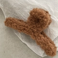Pinza per capelli in morbido peluche marrone caramello per acconciature invernali - Marrone