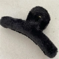Pinza para el pelo cruzada de piel sintética de conejo negra para peinados de invierno - Pinza de Cangrejo Cruzada / Negro