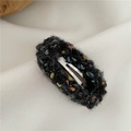 Fermaglio per capelli BB in peluche ciambella nera con punti colorati per lo stile autunnale - Nero