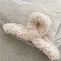 Plush lamb wool hair claw clip in cream white color for cozy winter hair styling - Off White