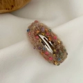 Cute brown plush donut hair clip with colorful pom-poms for autumn and winter - Brown
