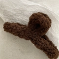 Deep brown faux lamb wool hair claw clip with plush texture for winter hairstyles - Dark Coffee
