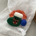 Handgefertigter Weihnachtssocken Haargummi aus Wollfilz mit Rentier und Bommel-Detail - Grüner Socken Stil (J101-C10) / Grün