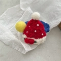 Chouchou chapeau de Noël fait main en crochet avec laine rouge et perles d'imitation - Style Bonnet de Père Noël Rouge