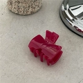 Glossy magenta bow-shaped acetate hair claw clip with La France gold lettering - Bow Claw Clip / Rose Red