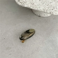 Pinza de pelo ovalada retro en acetato marmoleado gris con pequeño sello dorado - Pequeño (Aprox 4x1.7cm) / Transparente Negro Gris Pequeño (Etiqueta Dorada)