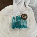 Five-piece set of elegant cyan drip oil metal BB hair clips in transparent PVC bag - Teal