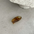 Pinza para el pelo ovalada de acetato de carey con etiqueta metálica dorada ámbar - Pequeño (Aprox 4x1.7cm) / Transparente Color Té Pequeño (Etiqueta Dorada)