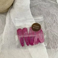 5-piece set of deep pink droplet-shaped metal BB hair clips in handmade packaging - Rose Red