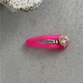 Pince à cheveux BB en forme de goutte magenta avec strass cœur rose pour filles - Petit Strass (Rose Rouge Clair)
