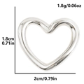 Especificaciones de tamaño del colgante de corazón en acero 304 de 1,8g y 2cm de ancho - Plateado (S2465-S)