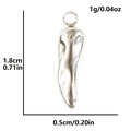Detailed dimension view of a 304 stainless steel chili pendant 1.8cm long and 0.5cm wide - Silver Chili Style (S2474-S)