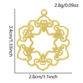 Detailed size specifications for a gold mandala-style stainless steel flower pendant - Gold Style (S2487-G)