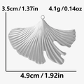 Detailed view of stainless steel ginkgo leaf pendant with precise 3.5cm by 4.9cm dimensions - Silver (S2480-S)