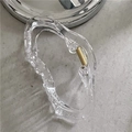 Elegant transparent wavy acrylic hair claw clip with golden metal spring for women - Clear White