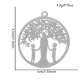 Detailed dimensions of 304 stainless steel tree of life family silhouette pendant - Silver Style (S2498-S)