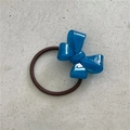 Elegant bright blue acetate bow hair tie with deep brown high-elastic rubber band - 3D Bow / Teal