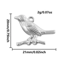 Detailoverzicht vogelhanger afmetingen: 20mm hoogte en 21mm breedte in roestvrij staal - Staande Houding (S2546-S) / Staalkleur
