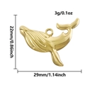 Détail du pendentif baleine plaqué or 18k avec dimensions précises et lignes de mesure - Style Doré (S2545-G)