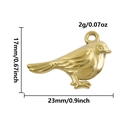 Gedetailleerde maattabel voor de vogel hanger met 23mm lengte en 17mm hoogte in goudkleur - Tak Zittende Houding (S2549-G) / Goud