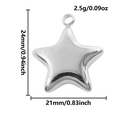 Detail eines polierten Sternanhängers aus Edelstahl mit Maßangaben und 2,5g Gewicht - Silber Großer Stern Anhänger (S2555-S)