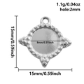 Macro view of 304 stainless steel bezel tray for DIY jewelry making with size dimensions - Silver