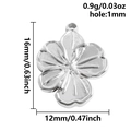 Technical size chart for a 304 stainless steel flower pendant with 16mm height and 1mm hole - Silver (S2712-S)