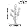 Dimensiones detalladas de un colgante de cactus de acero inoxidable 304 para joyas - Estilo Cactus Plateado (S2719-S)