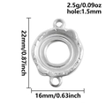 Macro detail of irregular 304 stainless steel round pendant connector with measurements - Silver Style (S2770-S)