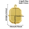 Macro shot of gold plated rectangular pendant with vintage twisted rope edges and size details - Pendant Only (S2783-G) / Gold