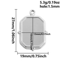 Macro view of 304 stainless steel square pendant tray with detailed dimensions and weight - Pendant Only (S2783-S) / Silver