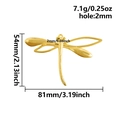 Detailed dimension map of 3D dragonfly pendant with 81mm length and 18k gold plating - 18K Gold (S2778-G)