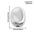 Gepolijste zilveren 304 RVS ovale kraal voor DIY-sieraden maken van 13x10mm - S2589 Kiezel Ovalen Stijl / Gatdiameter 2mm / Staalkleur