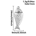 Ciondolo a pesce in acciaio inossidabile 304 argento con trama a squame e 1,3g - S2687-S Pesce d'Argento