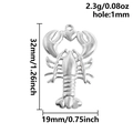 Ciondolo aragosta in acciaio inossidabile 304 argento con misure precise da 32 mm - S2695-S Aragosta d'Argento