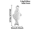 Ciondolo a forma di pesce in acciaio inossidabile argento con misure dettagliate - S2697-S Pesce d'Argento