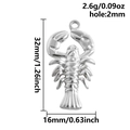 Ciondolo aragosta in acciaio inossidabile 304 argento misura 32mm per 16mm - S2722-S Aragosta d'Argento