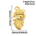 Gouden veer hanger van 304 roestvrij staal met rimpeltextuur en een lengte van 44mm - Gouden Veervoetstijl(S2732-G)
