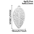 Pendentif feuille en acier inoxydable 304 pour création bijoux DIY 35mm - Feuille Texturée en Argent(S2731-S)