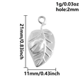 Pendentif en acier inoxydable en forme de feuille avec coccinelle et dimensions 21x11mm - Feuille de Coccinelle en Argent(S2821-S)