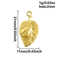 Pendentif feuille dorée avec coccinelle, composant bijoux acier inoxydable 21x11mm - Feuille de Coccinelle en Or(S2821-G)