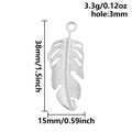 Pendentif feuille en acier inoxydable 304 argent avec dimensions pour bijoux DIY - Style Longue Plume en Argent(S2805-S)