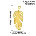 Pendentif plume en acier inoxydable 304 doré avec dimensions précises pour bijoux DIY - Style Longue Plume en Or(S2805-G)