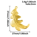 Pendentif feuille dorée en acier inoxydable 304 avec textures et dimensions 37mm x 27mm - Style de Grande Feuille d'Or(S2779-G)