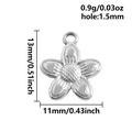 Pendentif fleur en acier inoxydable 304 texturé pour bijoux DIY finition argent - Petite Fleur en Argent(S2814-S)