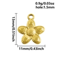 Pendentif fleur dorée en acier inoxydable 304 avec design à cinq pétales et tailles - Petite Fleur en Or(S2814-G)