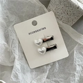 Set di due fermagli per capelli argento con perle Mabe bianche a cuore - Stile Combinato Perla Cuore