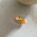 Pince à cheveux géométrique avec base orange et strass en forme de cœur vert jaune - Jaune Khaki (Pince Ovale Strass)