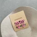 Close-up of pink star-shaped hair clips on a presentation card with stone tray display - A3.2 Light Rose Pink (star Clip) Jx-b187